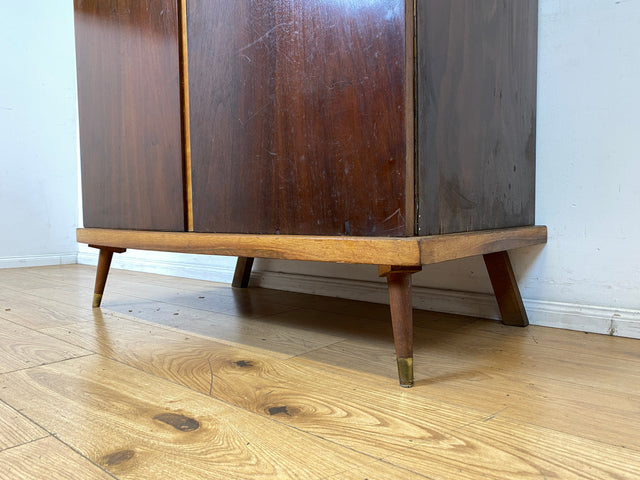 Besonders schöner dunkler Mid-Century Kleiderschrank mit perfekter Aufteilung I Schrank Wäscheschrank Kleiderschrank Wardrobe Garderobe Flurschrank 50er 60er Vintage I