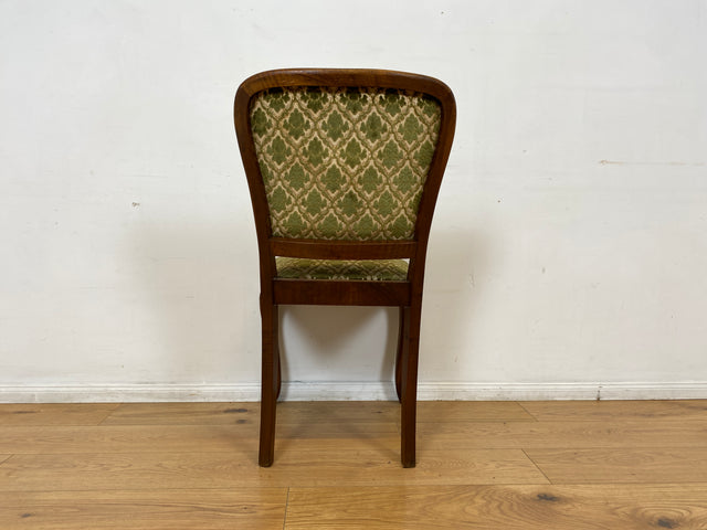 WMK I 1/2 Sehr eleganter handverzierter 30er Jahre Chippendale Esszimmerstuhl mit hochwertigem Brokat Bezug
