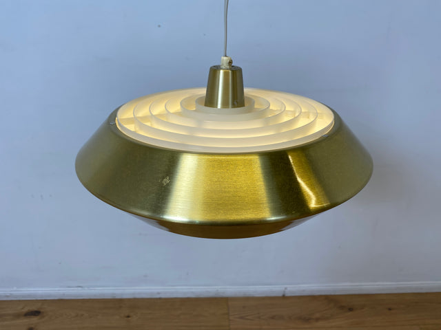 WMK I Grandiose skandinavische goldene Space Age Hängelampe aus Aluminiumhte