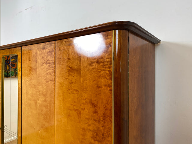 Stilvoller und gut erhaltener großer 50er Jahre Rockabilly Kleiderschrank mit Spiegeltür I Schrank Schlafzimmerschrank Wäscheschrank Wardrobe Vintage Mid-Century 60er I