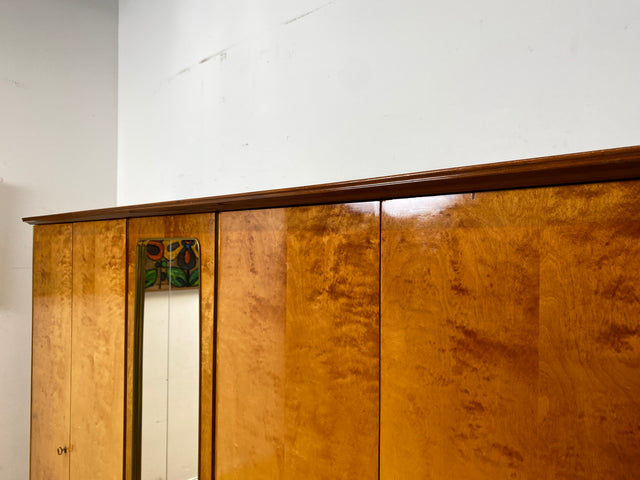 Stilvoller und gut erhaltener großer 50er Jahre Rockabilly Kleiderschrank mit Spiegeltür I Schrank Schlafzimmerschrank Wäscheschrank Wardrobe Vintage Mid-Century 60er I
