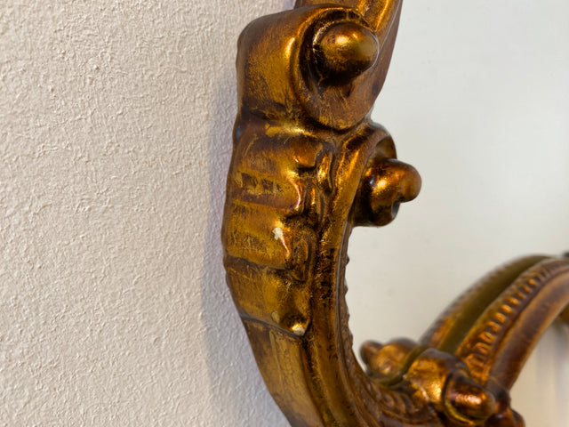Wunderschöner großer Vintage Wandspiegel im antiken Stil mit goldenem Akanthusblatt Rahmen aus Stuck