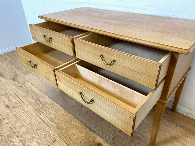 Hochwertige helle Mid-Century Kommode aus vollem Holz mit Schubladen & Messinggriffen I Sideboard Anrichte Schubladenkommode Schrank Wäschekommode Flurkommode Vintage 50er 60er