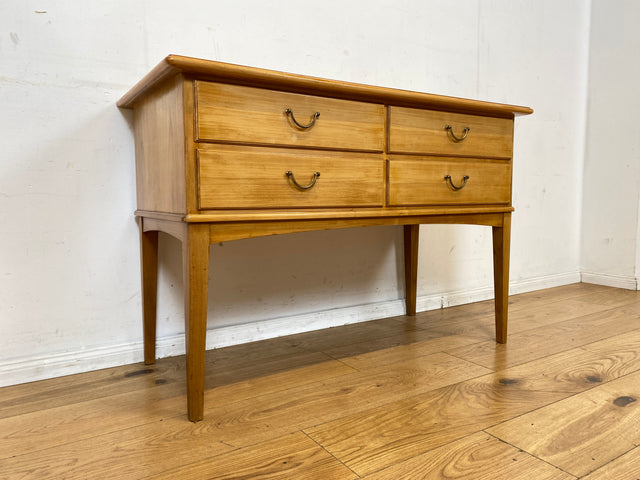 Hochwertige helle Mid-Century Kommode aus vollem Holz mit Schubladen & Messinggriffen I Sideboard Anrichte Schubladenkommode Schrank Wäschekommode Flurkommode Vintage 50er 60er