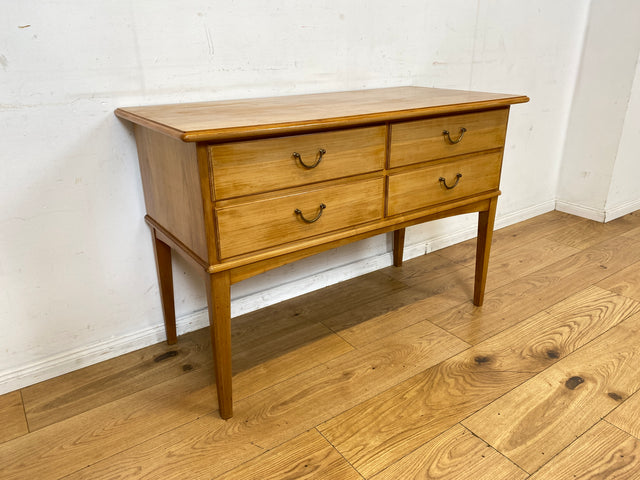 Hochwertige helle Mid-Century Kommode aus vollem Holz mit Schubladen & Messinggriffen I Sideboard Anrichte Schubladenkommode Schrank Wäschekommode Flurkommode Vintage 50er 60er