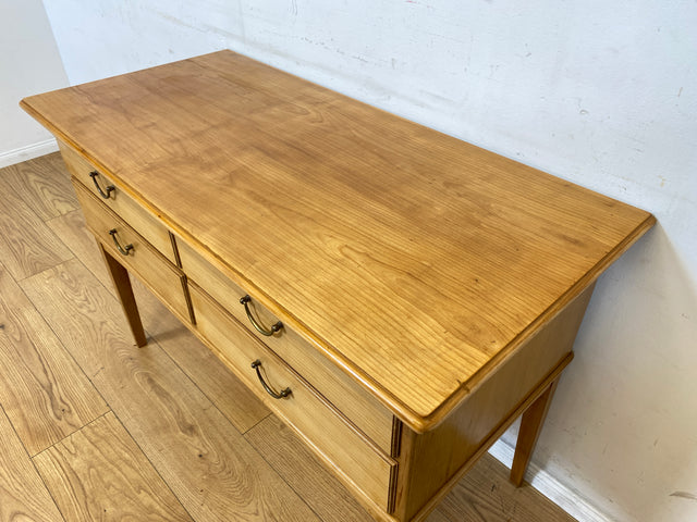 Hochwertige helle Mid-Century Kommode aus vollem Holz mit Schubladen & Messinggriffen I Sideboard Anrichte Schubladenkommode Schrank Wäschekommode Flurkommode Vintage 50er 60er