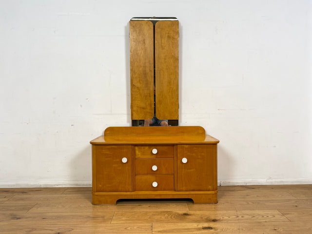 Freundliche und gut erhaltene helle Mid-Century Spiegelkommode I Vollholz furniert I Frisierkommode Schminktisch Kommode Wäschekommode Sideboard Spiegel 60er Vintage I