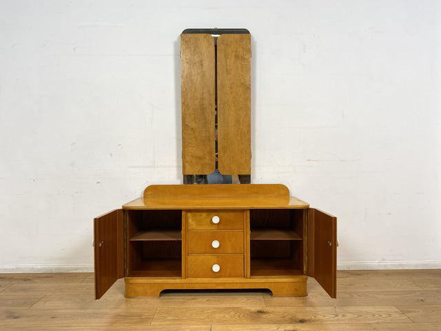 Freundliche und gut erhaltene helle Mid-Century Spiegelkommode I Vollholz furniert I Frisierkommode Schminktisch Kommode Wäschekommode Sideboard Spiegel 60er Vintage I