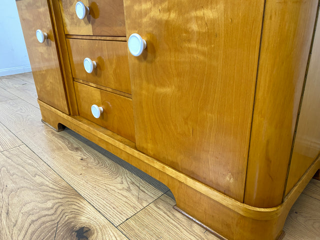 Freundliche und gut erhaltene helle Mid-Century Spiegelkommode I Vollholz furniert I Frisierkommode Schminktisch Kommode Wäschekommode Sideboard Spiegel 60er Vintage I