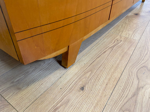 Formschöner heller 50er Jahre Kleiderschrank aus vollem Holz mit perfekter Aufteilung I Schrank Schlafzimmerschrank Wäscheschrank Wardrobe Mid-Century 60er Vintage Retro I