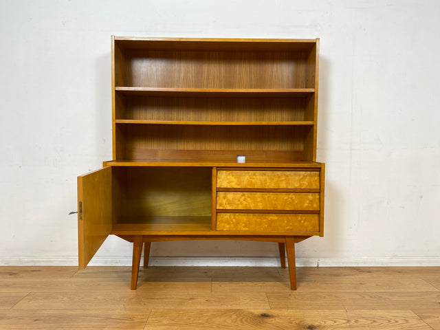 Stilvoller heller 60er Jahre Bücherschrank mit abnehmbarem Regal Oberteil & Schubladen I Bücherregal Highboard Sideboard Kommode Geschirrschrank Vintage Mid-Century 50er