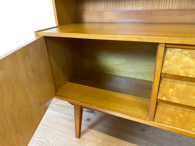 Stilvoller heller 60er Jahre Bücherschrank mit abnehmbarem Regal Oberteil & Schubladen I Bücherregal Highboard Sideboard Kommode Geschirrschrank Vintage Mid-Century 50er