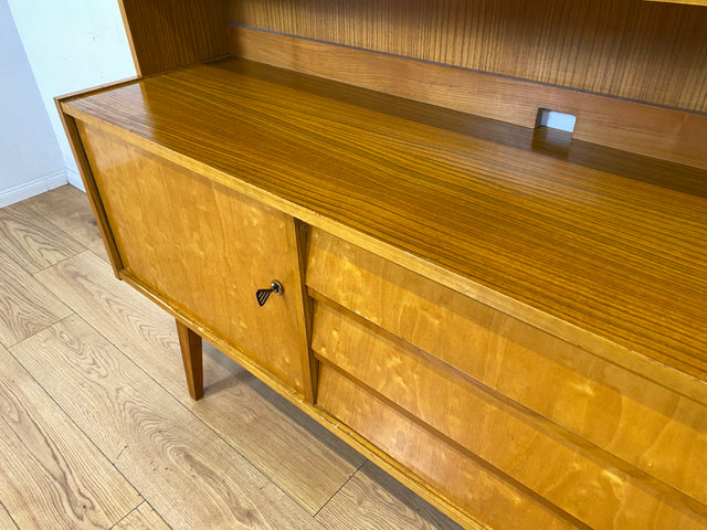 Stilvoller heller 60er Jahre Bücherschrank mit abnehmbarem Regal Oberteil & Schubladen I Bücherregal Highboard Sideboard Kommode Geschirrschrank Vintage Mid-Century 50er