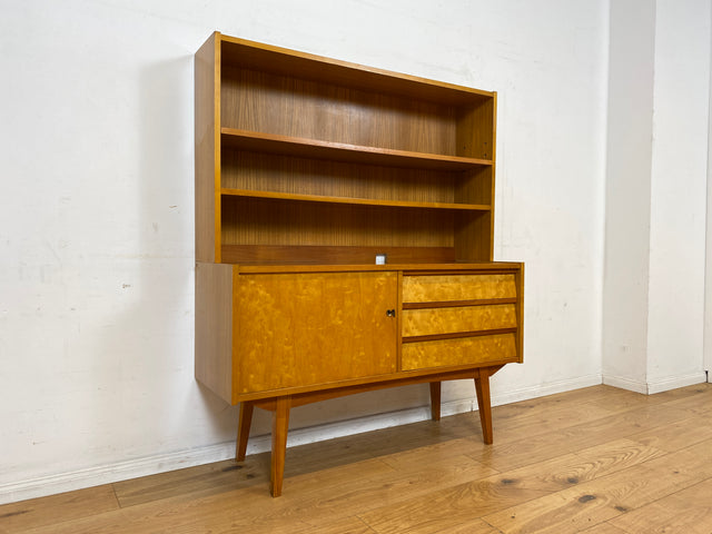 Stilvoller heller 60er Jahre Bücherschrank mit abnehmbarem Regal Oberteil & Schubladen I Bücherregal Highboard Sideboard Kommode Geschirrschrank Vintage Mid-Century 50er