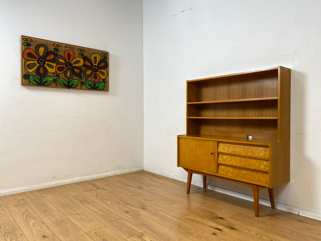 Stilvoller heller 60er Jahre Bücherschrank mit abnehmbarem Regal Oberteil & Schubladen I Bücherregal Highboard Sideboard Kommode Geschirrschrank Vintage Mid-Century 50er