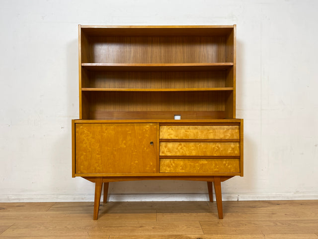 Stilvoller heller 60er Jahre Bücherschrank mit abnehmbarem Regal Oberteil & Schubladen I Bücherregal Highboard Sideboard Kommode Geschirrschrank Vintage Mid-Century 50er