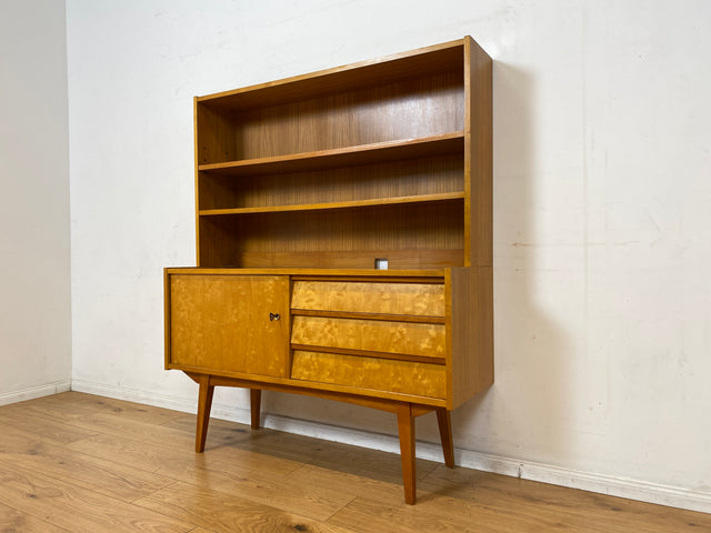 Stilvoller heller 60er Jahre Bücherschrank mit abnehmbarem Regal Oberteil & Schubladen I Bücherregal Highboard Sideboard Kommode Geschirrschrank Vintage Mid-Century 50er