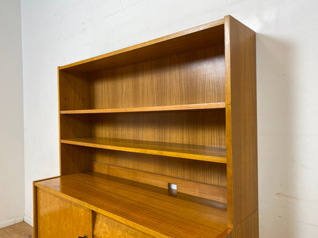 Stilvoller heller 60er Jahre Bücherschrank mit abnehmbarem Regal Oberteil & Schubladen I Bücherregal Highboard Sideboard Kommode Geschirrschrank Vintage Mid-Century 50er