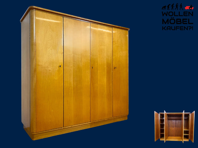 WMK I Formschöner und perfekt aufgeteilter heller 60er Jahre Kleiderschrank I Schrank Schlafzimmerschrank Wäscheschrank Wardrobe Vintage Mid-Century Rockabilly 50er I