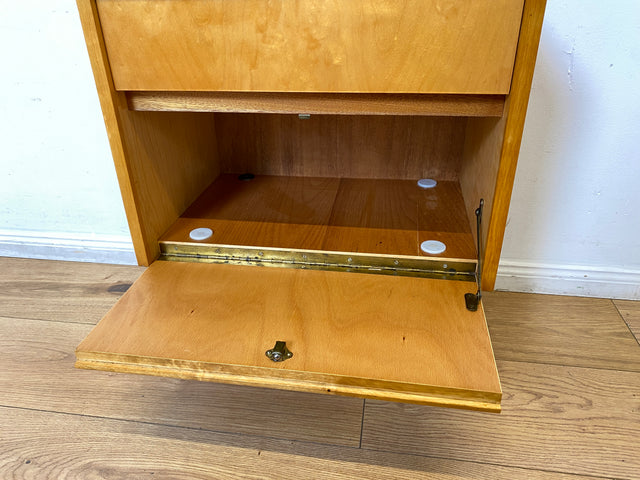 WMK I Stilvoller und sehr gut erhaltener heller Mid-Century Nachttisch mit Schublade I Nachtkommode Nachtschrank Nachtschränkchen Kommode Beistelltisch 50er 60er Vintage I Berlin Nürnberg Münster