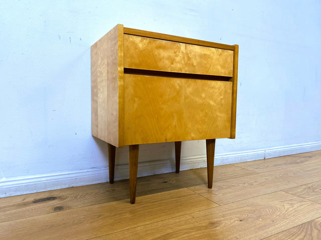 WMK I Stilvoller und sehr gut erhaltener heller Mid-Century Nachttisch mit Schublade I Nachtkommode Nachtschrank Nachtschränkchen Kommode Beistelltisch 50er 60er Vintage I Berlin Nürnberg Münster