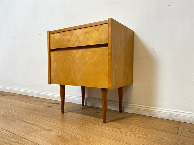 WMK I Stilvoller und sehr gut erhaltener heller Mid-Century Nachttisch mit Schublade I Nachtkommode Nachtschrank Nachtschränkchen Kommode Beistelltisch 50er 60er Vintage I Berlin Nürnberg Münster