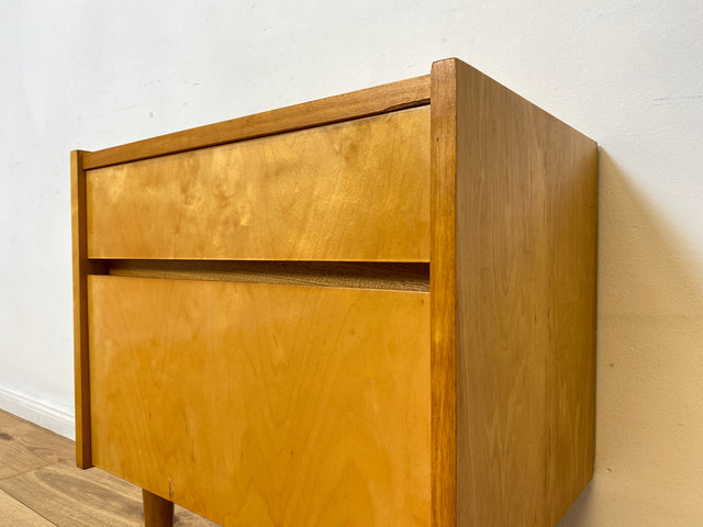 WMK I Stilvoller und sehr gut erhaltener heller Mid-Century Nachttisch mit Schublade I Nachtkommode Nachtschrank Nachtschränkchen Kommode Beistelltisch 50er 60er Vintage I Berlin Nürnberg Münster