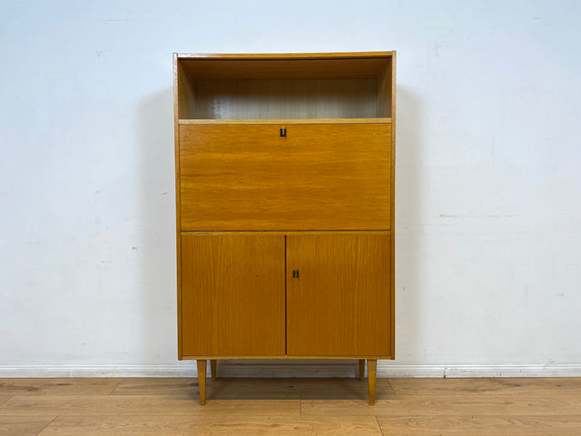 WMK Minimalistischer heller Mid-Century Schreibschrank mit stabiler Schreibplatte