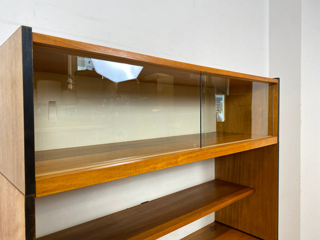 Sehr schöner heller Mid-Century Wohnzimmerschrank aus 1969 mit Vitrine und Regal I Highboard Bücherschrank Bücherregal Kommode Sideboard Geschirrschrank Vintage 70er