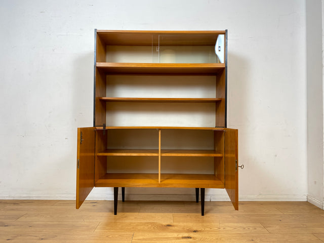 Sehr schöner heller Mid-Century Wohnzimmerschrank aus 1969 mit Vitrine und Regal I Highboard Bücherschrank Bücherregal Kommode Sideboard Geschirrschrank Vintage 70er
