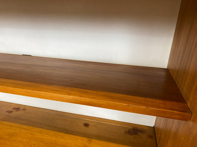 Sehr schöner heller Mid-Century Wohnzimmerschrank aus 1969 mit Vitrine und Regal I Highboard Bücherschrank Bücherregal Kommode Sideboard Geschirrschrank Vintage 70er