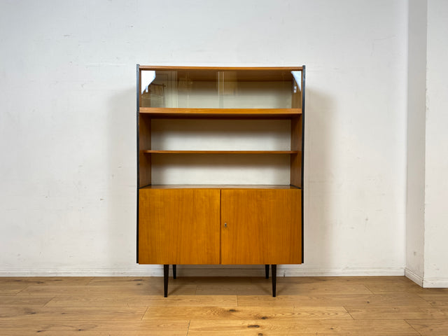 Sehr schöner heller Mid-Century Wohnzimmerschrank aus 1969 mit Vitrine und Regal I Highboard Bücherschrank Bücherregal Kommode Sideboard Geschirrschrank Vintage 70er