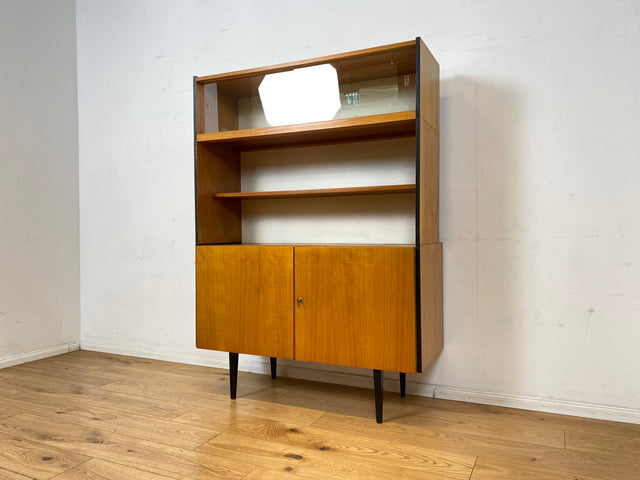 Sehr schöner heller Mid-Century Wohnzimmerschrank aus 1969 mit Vitrine und Regal I Highboard Bücherschrank Bücherregal Kommode Sideboard Geschirrschrank Vintage 70er