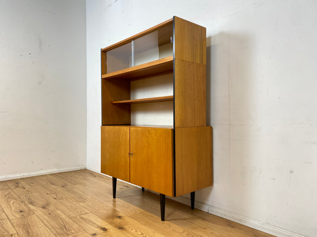Sehr schöner heller Mid-Century Wohnzimmerschrank aus 1969 mit Vitrine und Regal I Highboard Bücherschrank Bücherregal Kommode Sideboard Geschirrschrank Vintage 70er