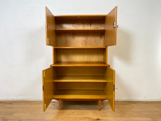 WMK I Stilvolles helles Mid-Century Highboard aus 1962 I Vollholz in Kirsche I Schrank Bücherschrank Wohnzimmerschrank Kommode Sideboard Bücherschrank 60er Vintage DDR Retro I