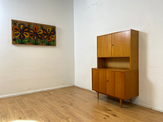 WMK I Stilvolles helles Mid-Century Highboard aus 1962 I Vollholz in Kirsche I Schrank Bücherschrank Wohnzimmerschrank Kommode Sideboard Bücherschrank 60er Vintage DDR Retro I