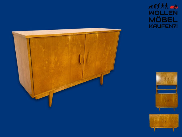 Stilvolles helles Mid-Century Sideboard aus vollem Holz in Birke mit hübschen Holzgriffen