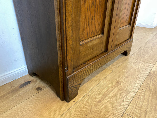 WMK I Hochwertiger antiker Schrank aus handverziertem Eichenholz mit Glastüren I Wäscheschrank Kleiderschrank Vitrine Bücherschrank Flurschrank Vertiko Jugendstil Vintage I