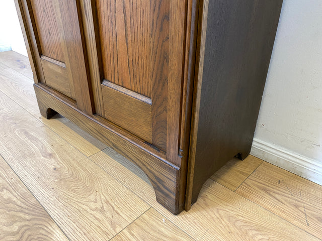 WMK I Hochwertiger antiker Schrank aus handverziertem Eichenholz mit Glastüren I Wäscheschrank Kleiderschrank Vitrine Bücherschrank Flurschrank Vertiko Jugendstil Vintage I