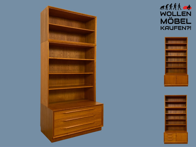 Hochwertiger Vintage Bücherschrank von Strobeck in skandinavischem Still mit Schubladen I Teakholz I Regal Bücherregal Holzregal Danish Design Mid-Century Vintage Teak I