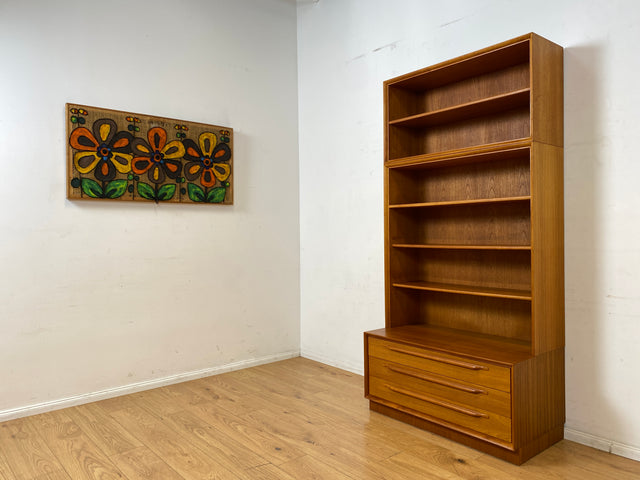 Hochwertiger Vintage Bücherschrank von Strobeck in skandinavischem Still mit Schubladen I Teakholz I Regal Bücherregal Holzregal Danish Design Mid-Century Vintage Teak I