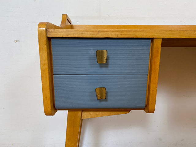 Hübscher kleiner Mid-Century Schminktisch / Schreibtisch mit Schubladen & Messinggriffen I Frisiertisch Schminkkommode Frisierkommode Kinderschreibtisch Vintage 60er DDR I
