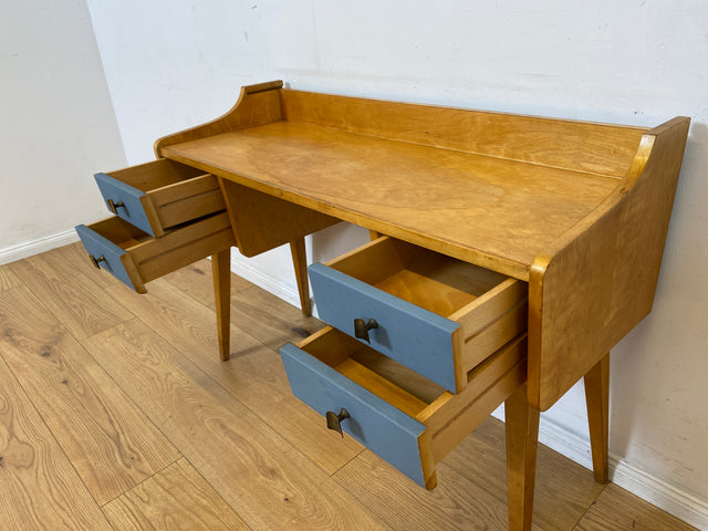 Hübscher kleiner Mid-Century Schminktisch / Schreibtisch mit Schubladen & Messinggriffen I Frisiertisch Schminkkommode Frisierkommode Kinderschreibtisch Vintage 60er DDR I