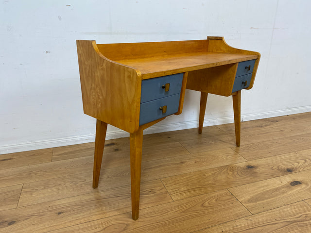 Hübscher kleiner Mid-Century Schminktisch / Schreibtisch mit Schubladen & Messinggriffen I Frisiertisch Schminkkommode Frisierkommode Kinderschreibtisch Vintage 60er DDR I