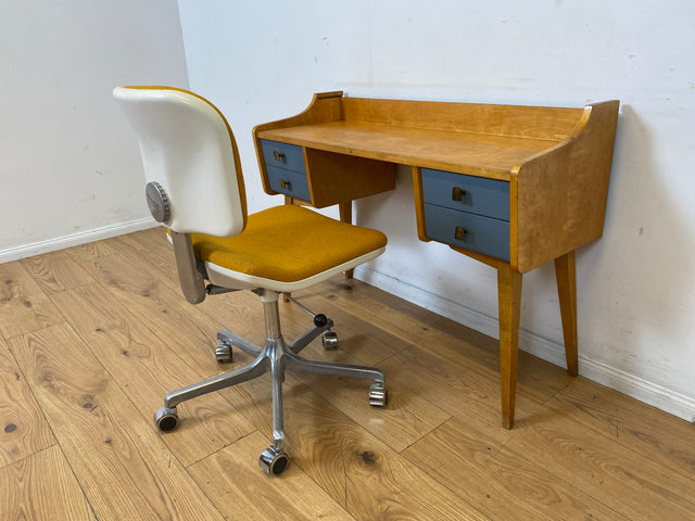 Hübscher kleiner Mid-Century Schminktisch / Schreibtisch mit Schubladen & Messinggriffen I Frisiertisch Schminkkommode Frisierkommode Kinderschreibtisch Vintage 60er DDR I