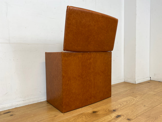 Kultige Retro Truhe in braunem Kunstleder mit besonders schönem floralem Innenleben I Wäschetruhe Kiste Wäschekorb Wäschekommode Spielzeugtruhe Vintage Mid-Century 60er I