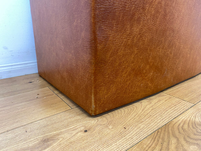 Kultige Retro Truhe in braunem Kunstleder mit besonders schönem floralem Innenleben I Wäschetruhe Kiste Wäschekorb Wäschekommode Spielzeugtruhe Vintage Mid-Century 60er I