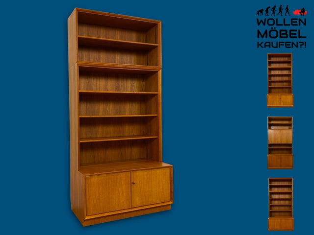 Schöner hoher modularer Vintage Bücherschrank von Strobeck in skandinavischem Stil I Teakholz I Regal Bücherregal Holzregal Kommode Danish Design Mid-Century Vintage Teak 70er I
