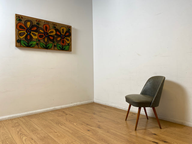 WMK I Versand I Kultiger und sehr gut erhaltener Mid-Century DDR Cocktailsessel mit Federkernsitz und Kunstlederbezug mit Patina