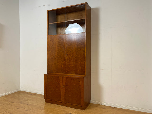 WMK I Stilvolles Mid-Century Highboard mit Vitrine und verstellbaren Regalböden I Schrank Bücherschrank Büchervitrine Bücherregal ,Kommode Sideboard Regalwand Vintage 60er I Berlin Magdeburg Essen